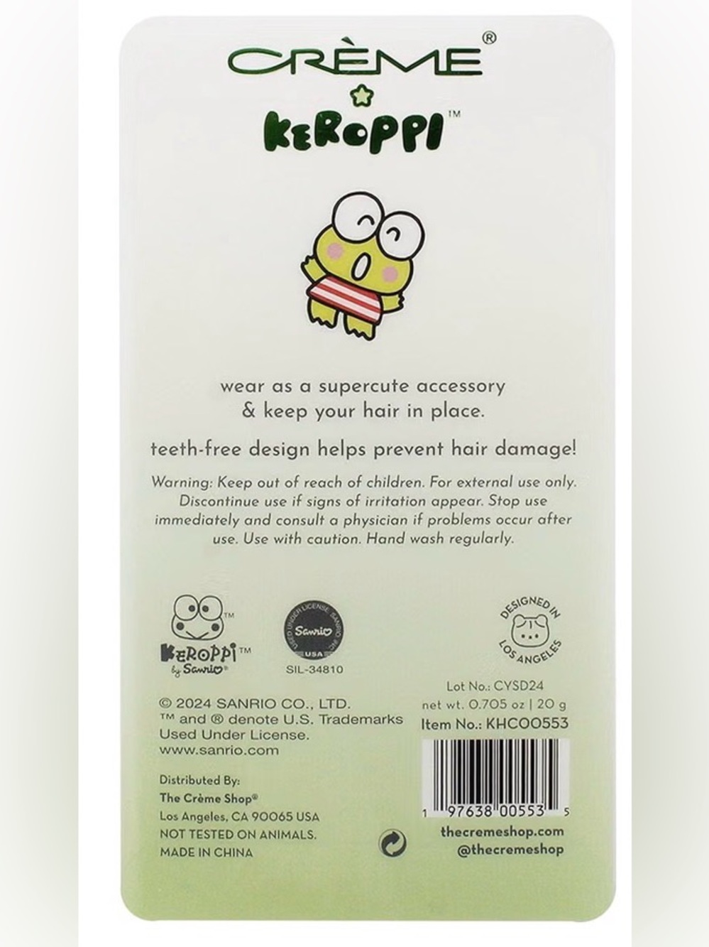 The Crème ShopxKeroppi Hair Clips 4pk- Comfortable, Damage-Free, Creaseless NWT - Picture 5 of 5